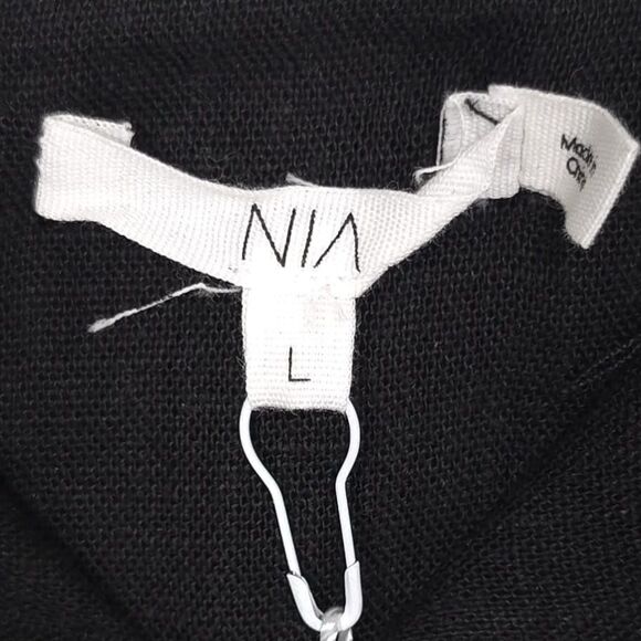 NWT NIA Women’s Corset Size L Domenico Black LINEN Blend Top Tie Sleeve NT-1156 - Picture 2 of 9